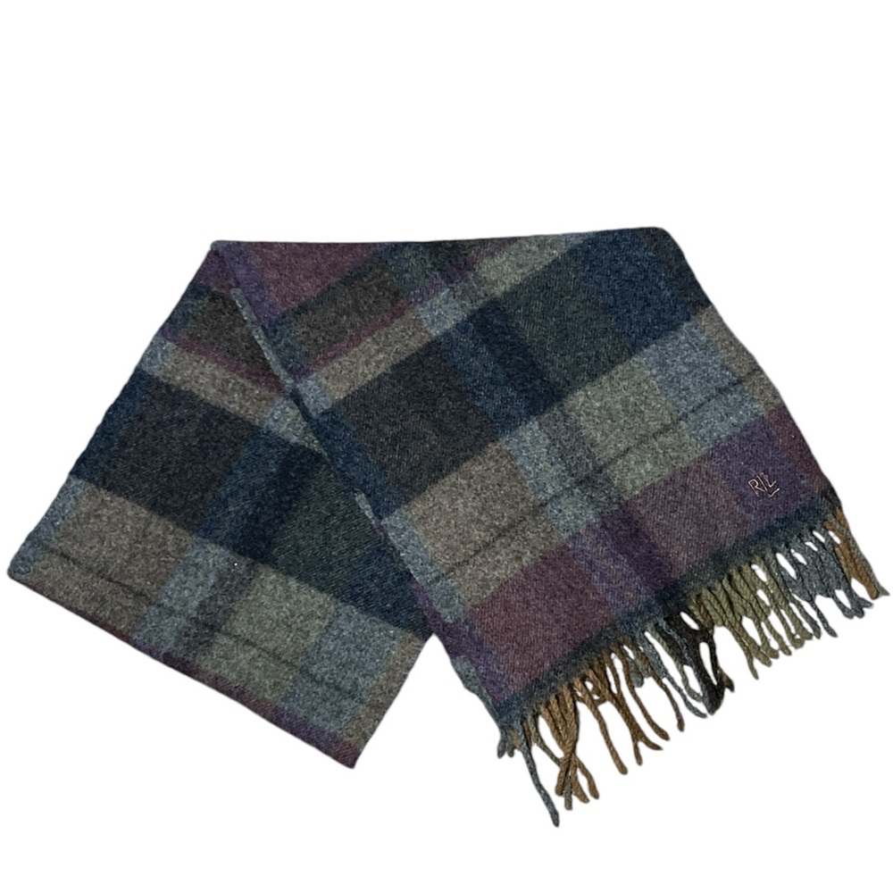 Lauren Ralph Lauren 100% Lambswool Fringe Scarf 50” x 10.75”